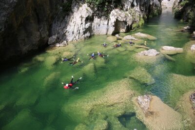 Canyoning on Cetina River Adventure from Split or Zadvarje - Guides run the safety rhythm: Dorian, Luca, Ivan and more