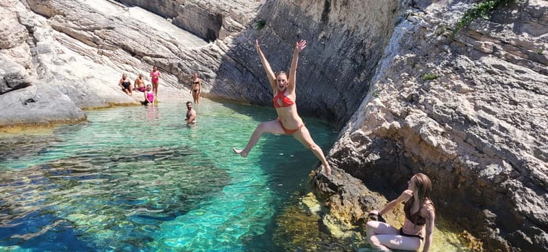 From Split: Blue Cave, Hvar, Mamma Mia, 5 Islands boat Tour - Stop 6: Stiniva Cove photo stop with big Europe-beach energy