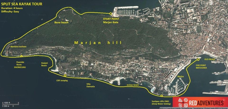 Split 4-Hour Guided Sea Kayak Tour - Marjan Cape to the south shore: pyramid rocks, a swim break, and snacks