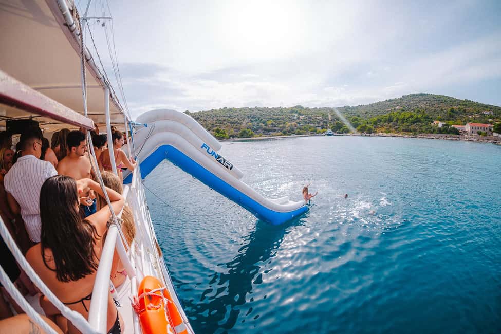 Split: Blue Lagoon Boat Party with Slide, Dj and After Party - Food, drinks, and what’s actually included for $45