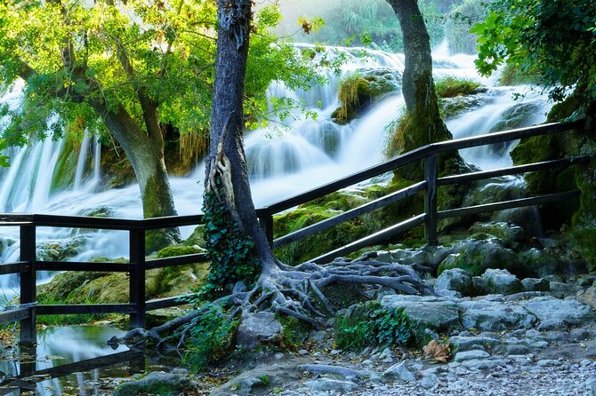 Split/Trogir/Kastela: Krka Private Tour - option: Wine Tasting - Stop 2: Skradin boat ride, fortress views, and a swim where river meets sea