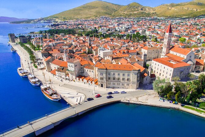 Trogir,Blue Lagoon and Šolta island full day Private Boat Tour - Entering Trogir’s old town walls and tower views