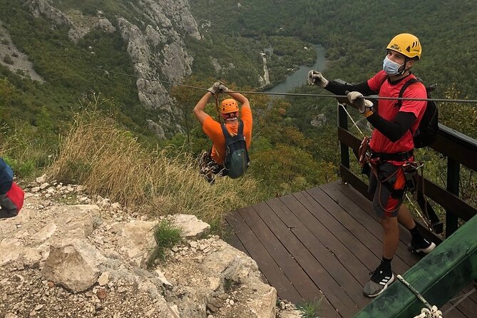 Zipline Croatia: Cetina Canyon Zipline Adventure from Omis - What you may not expect: across-river runs and tandem setup